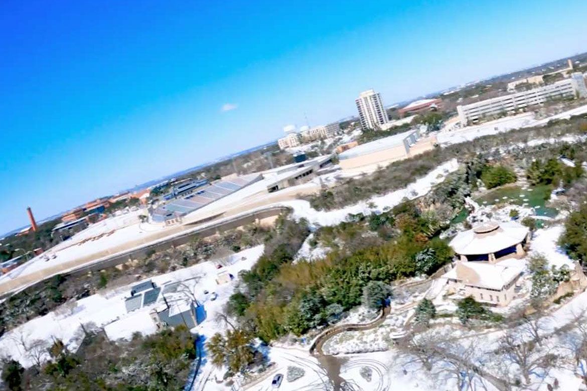 WATCH: Drone footage of the San Antonio snow from Brackenridge Park